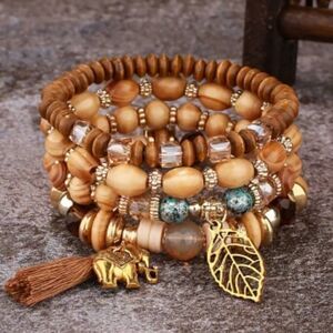 Bohemian Tree of Life Multilayer Wooden Beaded Bracelet
